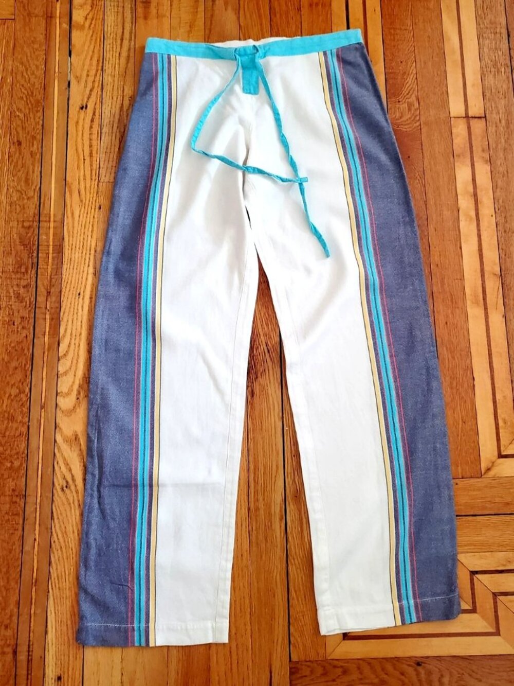 WOMEN's WHITE TROUSERS SIZE 8 COTTON KIKOY PULL ON ELASTIC WAIST GREAT CONDI
